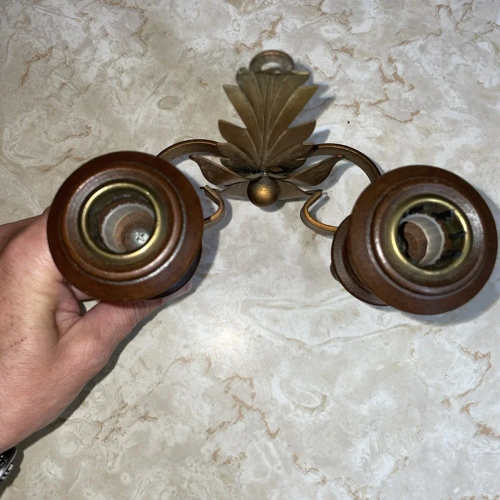 Vintage Homco MCM‎ Double Wall Sconce Candle Holder Twin Taper